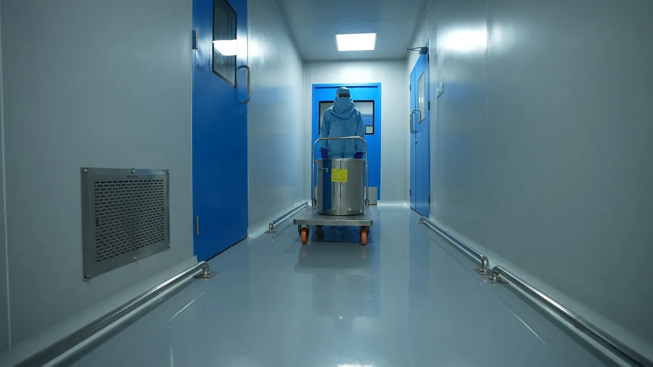 Cleanroom corridor with airlocks