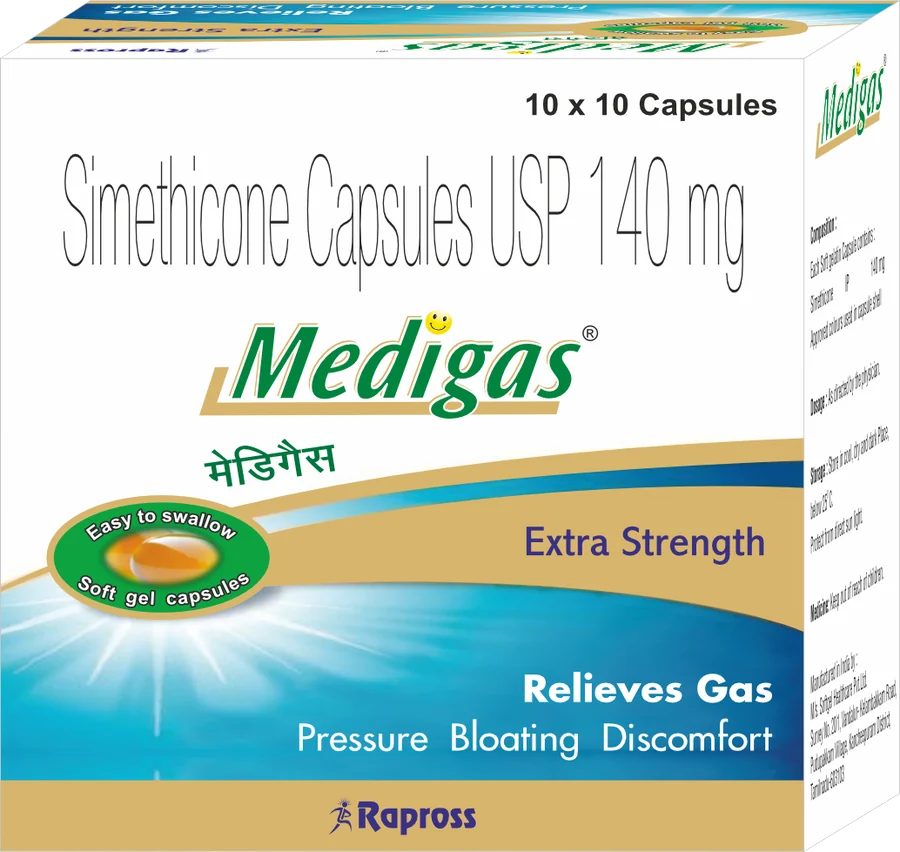 Medigas: Simethicone Capsules USP 140 mg