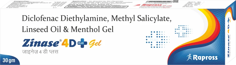 Zinase-4D Gel: Diclofenac Diethylamine, Methyl Salicylate, Linseed Oil & Menthol Gel