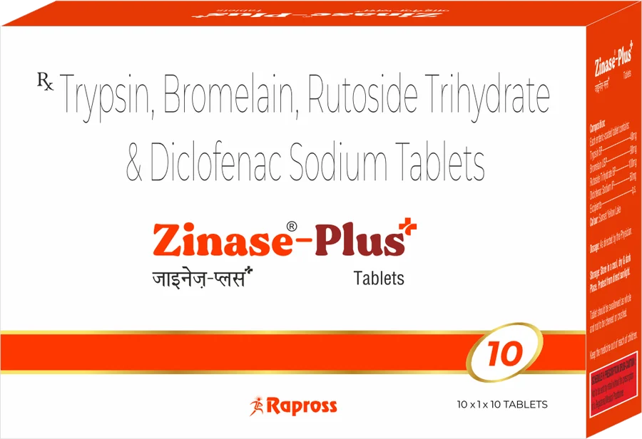 Zinase-Plus: Trypsin, Bromelain, Rutoside Trihydrate & Diclofenac Sodium Tablets